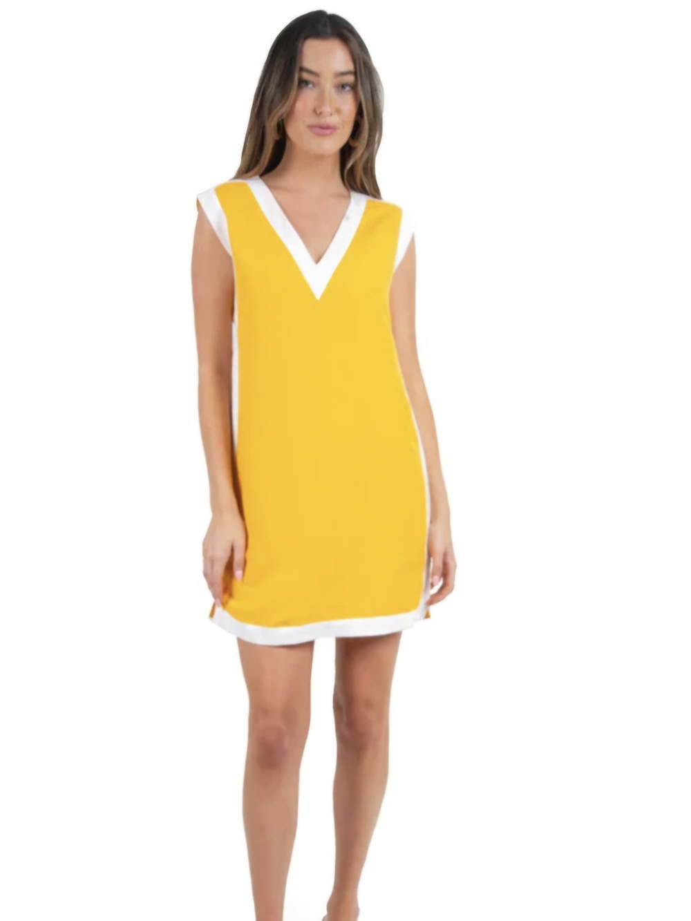 Emily McCarthy Emily Shift Dress Sunshine Yellow & White - L